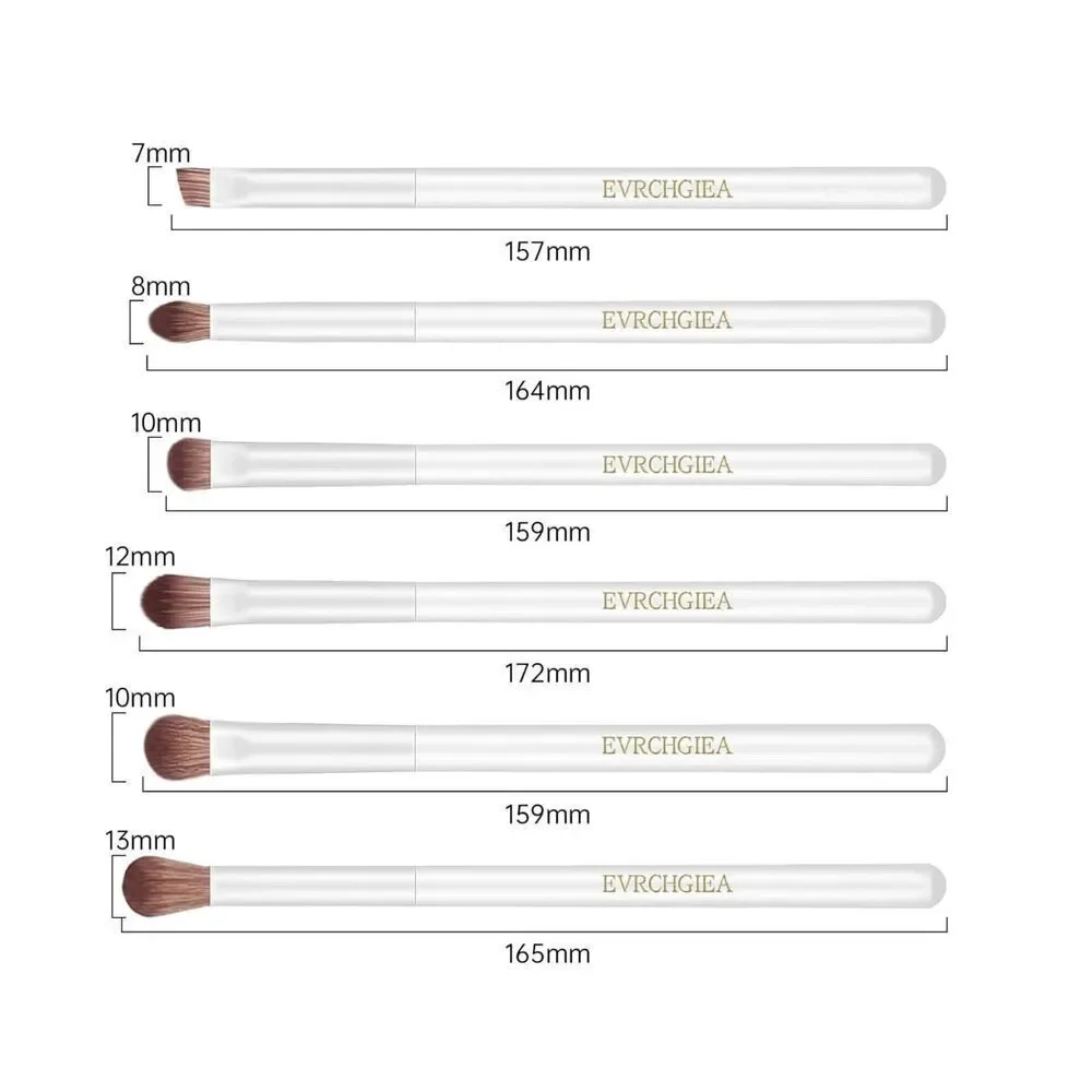 6 Pcs White Professional Blending Soft Hairs Eye Makeup Brush Set & Wood Handle